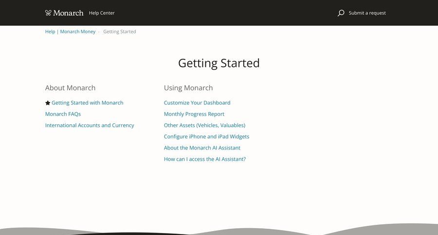 Monarch
			 getting started ui page example