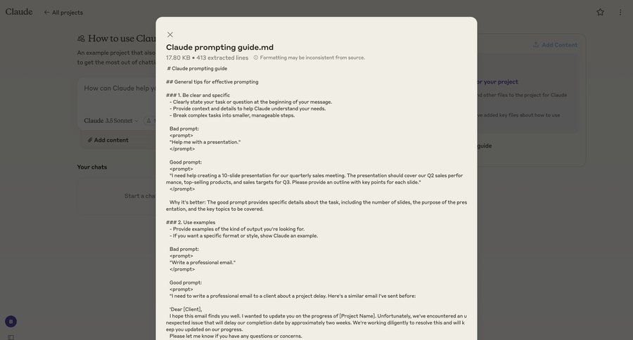 Claude
			 artificial intelligence documentation prompt completion ui page example