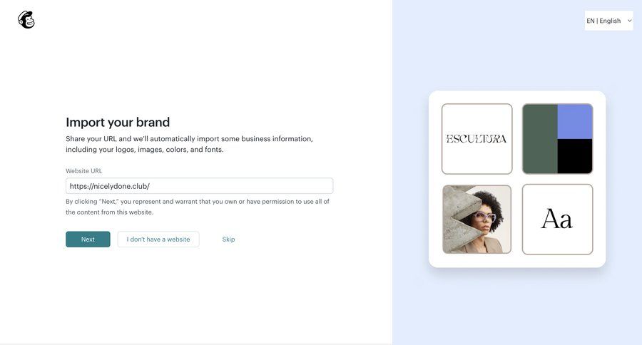 Mailchimp
			 data import ui page example