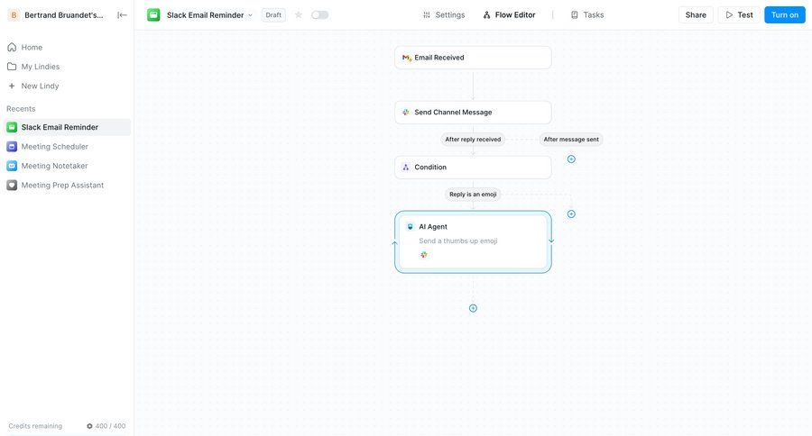 Lindy
			content editor integrations design editor workspace settings configuration sidebar navigation grid workflow onboarding automation editor workflow management conditional logic workflow automation workflow creation workflow configuration email sidebar integration ui page example