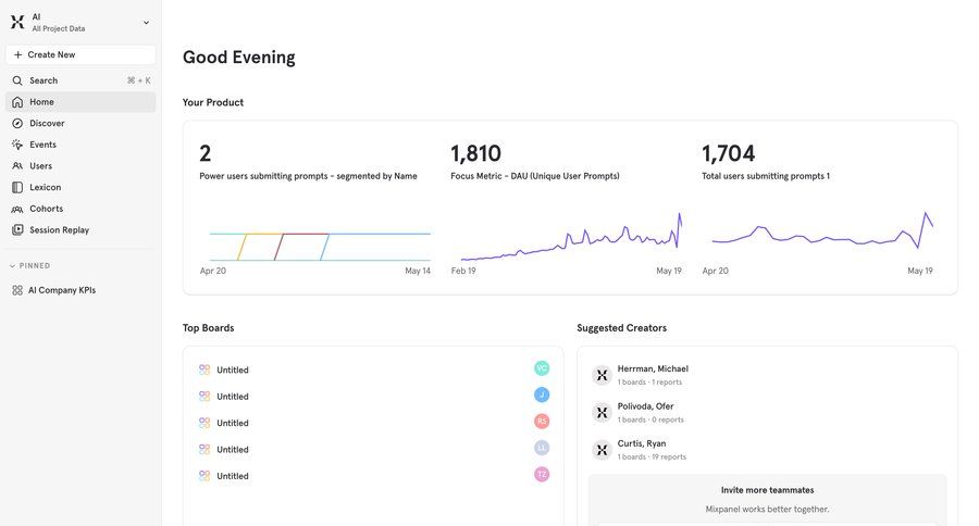 Mixpanel
				home ui page example
