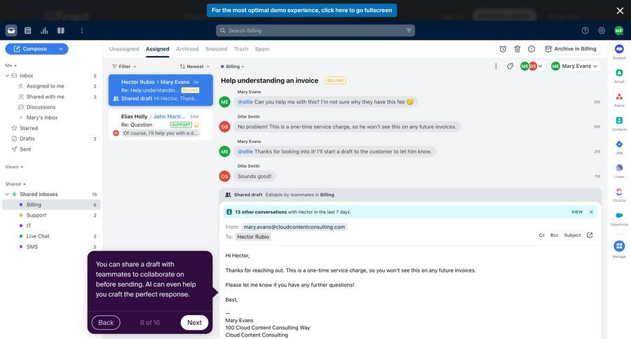 Front
			 billing history tutorial guide guided tour conversational ui page example