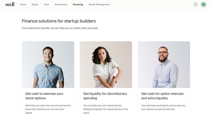 Secfi
			 finance navigation bar testimonials case studies customer stories modern cards ui ui page example