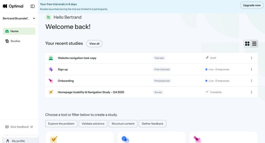 Optimal
			 dashboard sidebar navigation user research card layout ui page example