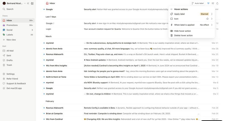 Notion Mail
			 configuration settings automation email management email inbox parameters communication menu ui page example