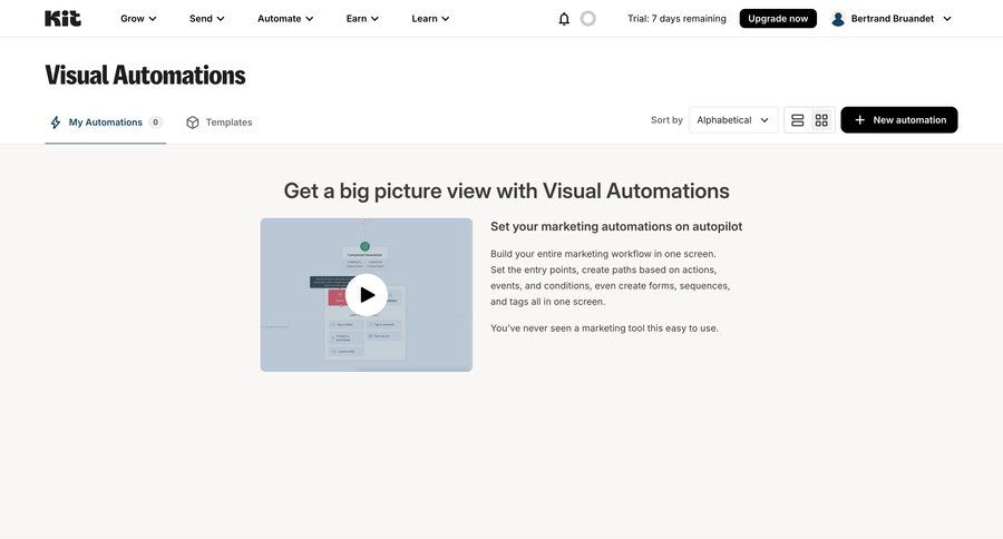 Kit
			 e-commerce dashboard workflow automation workflow management marketing automation template selection dropdown filters setup menu features modern ui page example