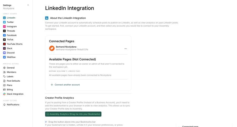 Assembly
			 sidebar drag and drop settings integration account management analytics account setup configuration toast notification parameters analytics integration ui page example