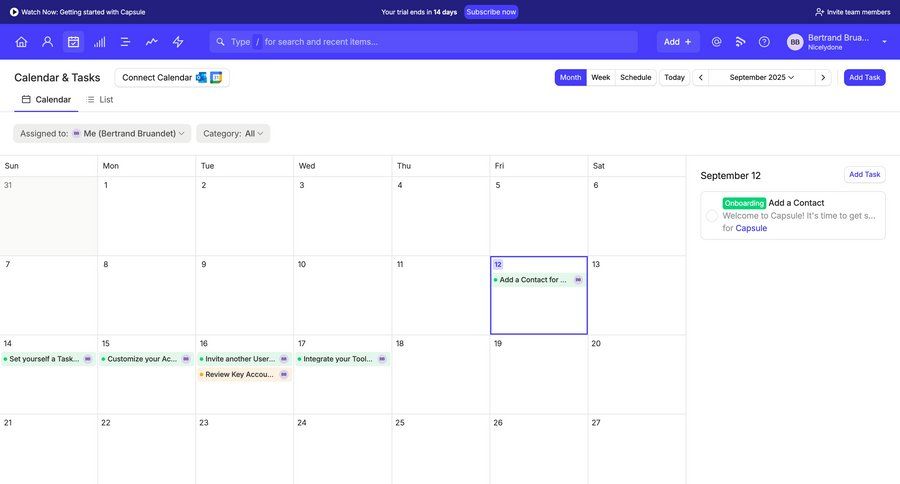 Capsule
			 calendar screen navigation bar time management ui page example