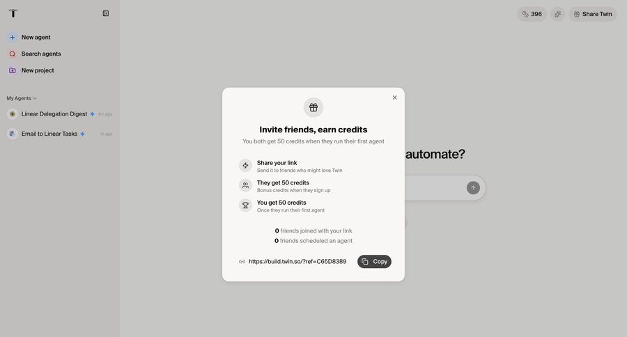 Twin
			 share modal ui page example