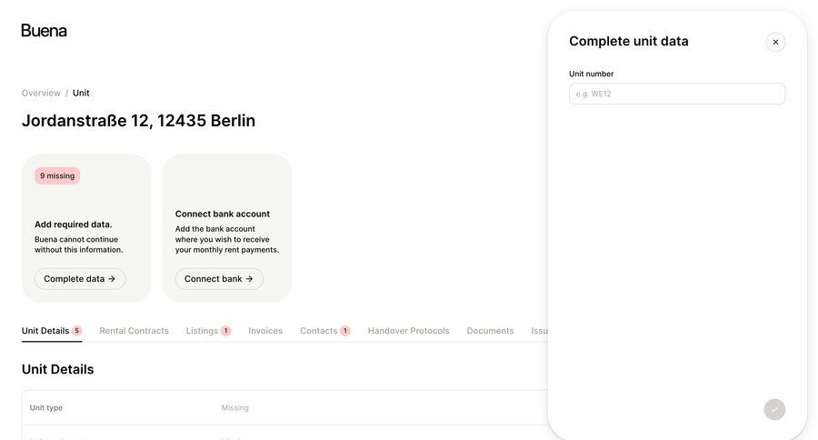 Buena
			popover modal screen data management form rounded corners data entry setup ui page example