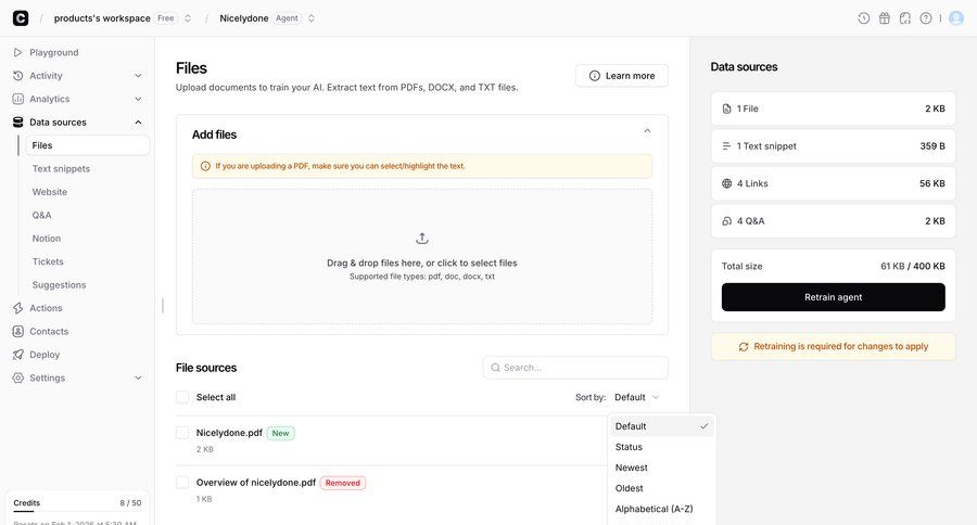 Chatbase
			 file upload ui ui page example