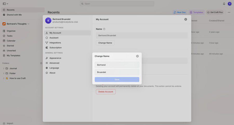 Craft
			profile settings modal & popover delete account data management settings sidebar navigation account management form account setup account settings account deletion full screen modal user profile confirmation message ui page example