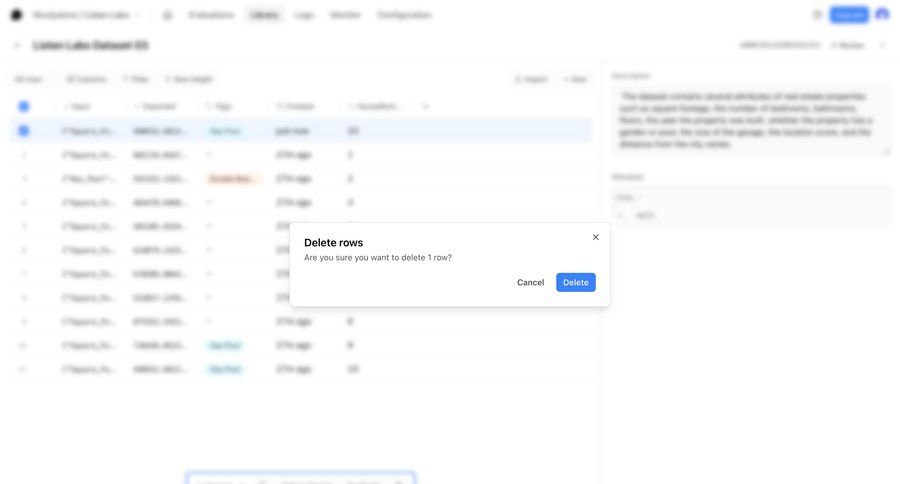 Braintrust
			 data management delete confirmation modal confirmation data analytics table confirmation message ui page example