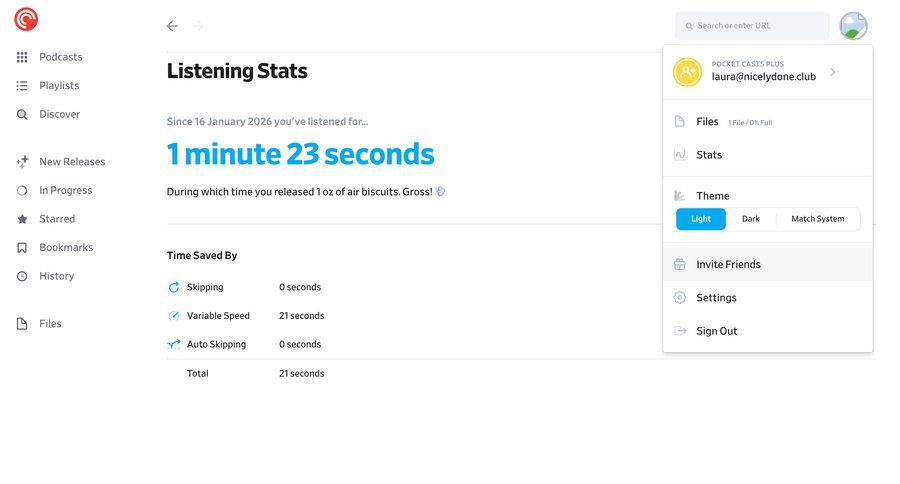 Pocket Casts
				profile ui page example