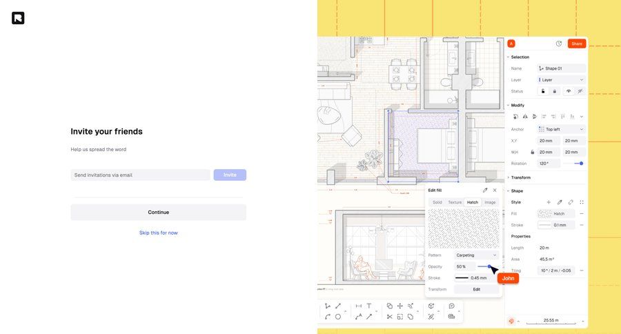 Rayon
			 collaboration grid onboarding editor design send invitation setup on boarding menu ui page example