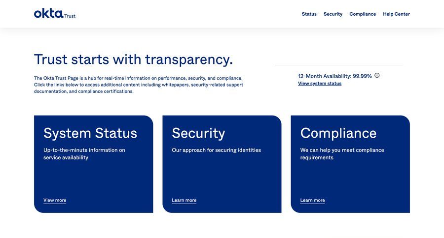 Okta
				system status ui page example