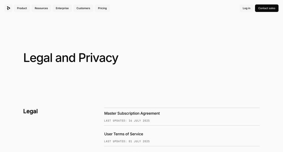 Dovetail
				legal ui page example