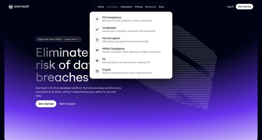 Evervault
			 api security pci compliance hipaa compliance ui page example