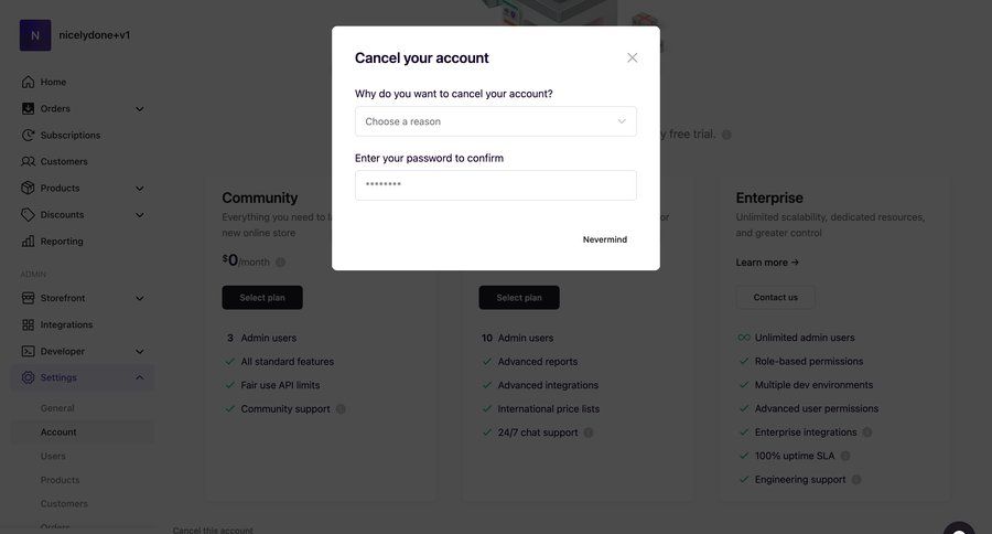 Swell
			modal & popover cancel subscription settings e-commerce sidebar navigation user management account management form account settings subscription management cancel trial user permissions sidebar pricing plans comparison page comparision ui page example