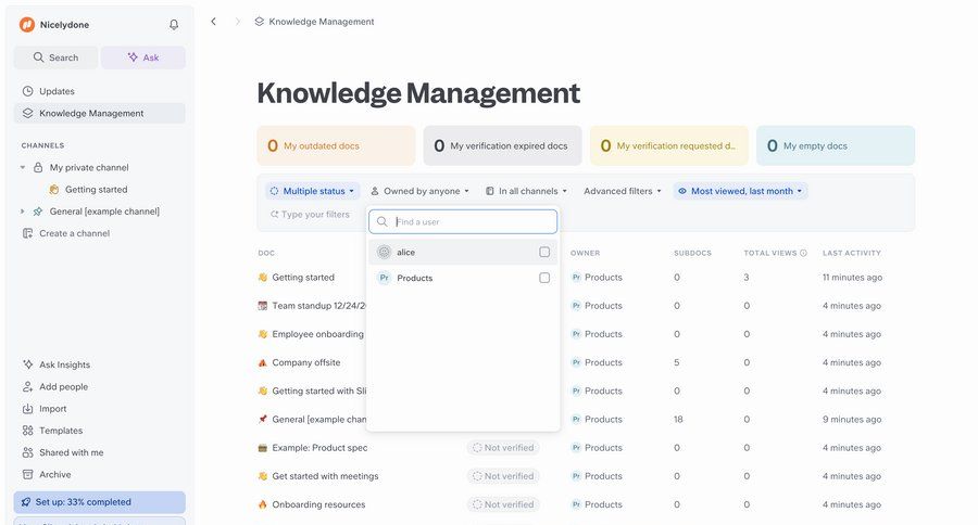 Slite
			list team filters account settings collaboration dashboard document management knowledge management document list dropdown filters table ui page example