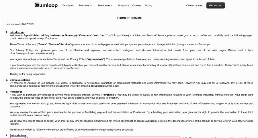 Gumloop
				terms & conditions ui page example