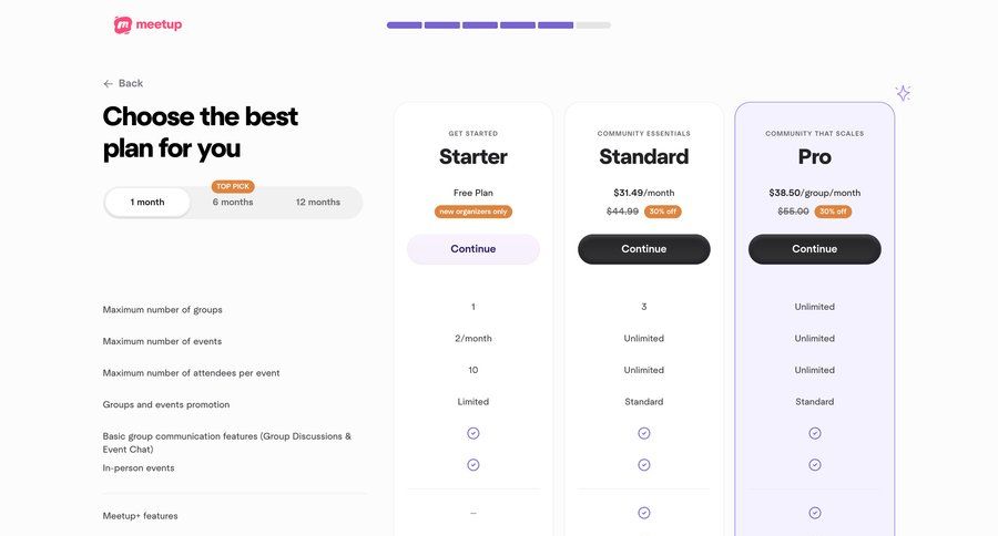 Meetup
				onboarding ui page example