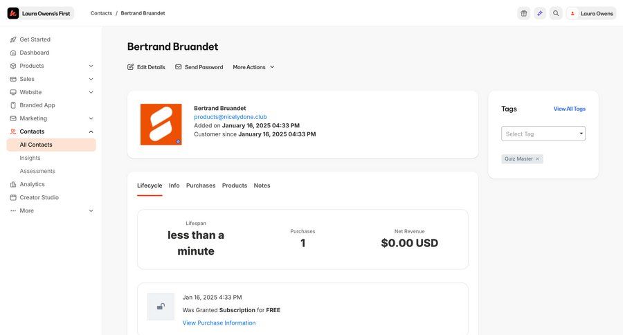 Kajabi
			 e-commerce sidebar navigation user management account management tagging dropdown filters sidebar contact us profile page modern customer support ui page example
