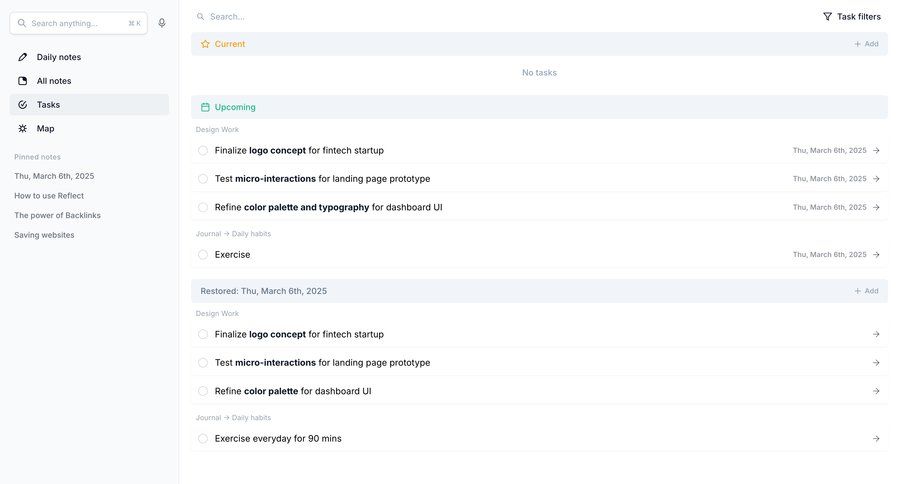 Reflect
			 task management sidebar navigation project management typography color palette sidebar lists menu timeline ui time management ui page example
