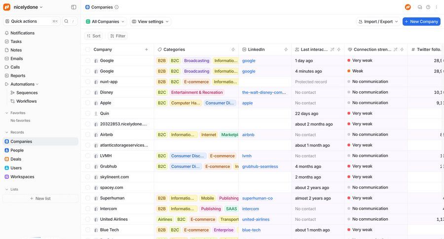 Attio
			 sidebar navigation trial banner b2b saas ui page example
