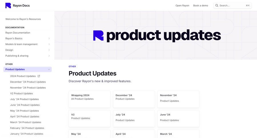 Rayon
			 product update changelog update ui page example