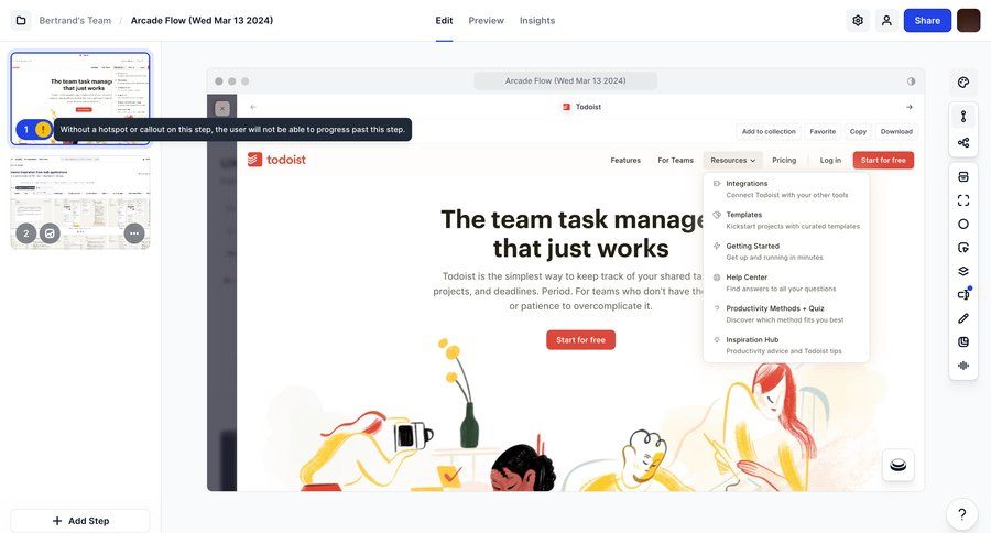 Arcade
			 task management team collaboration onboarding templates product discovery wysiwyg call to action navigation links ui page example