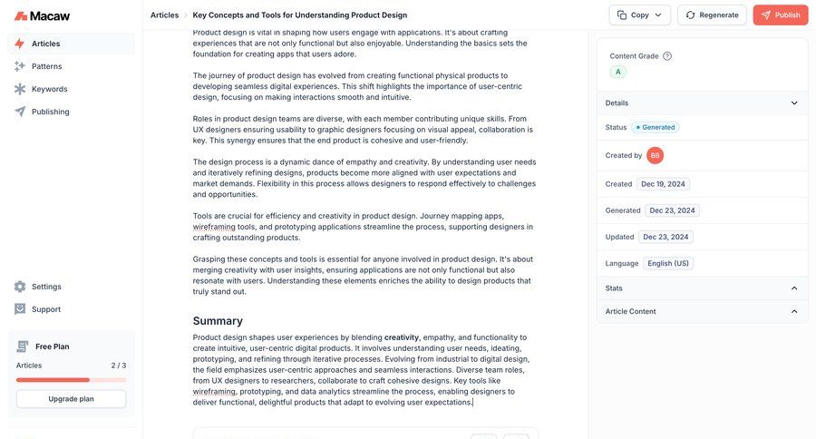 Macaw
			 content management sidebar navigation expandable sections free plan sidebar information page detail view info view news article article feature article not found page not found progress bar ui page example