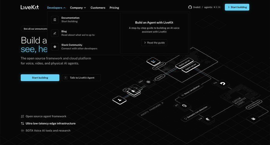 Livekit
				landing page ui page example