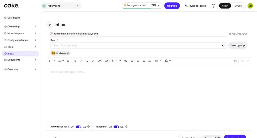 Cake
				notification ui page example