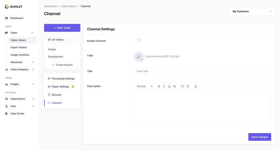 Gumlet
			 content management configuration settings sidebar navigation form video management channel management save changes video editor sidebar setup paywall progress bar modern ui page example