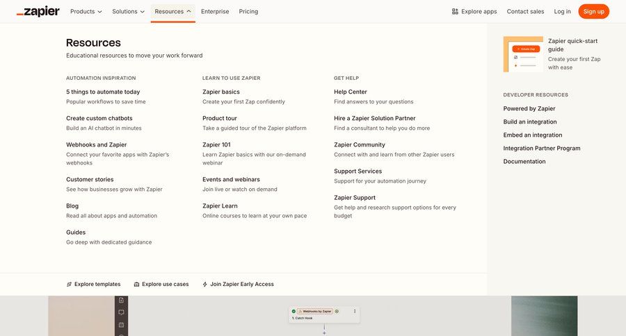 Zapier
				landing page ui page example