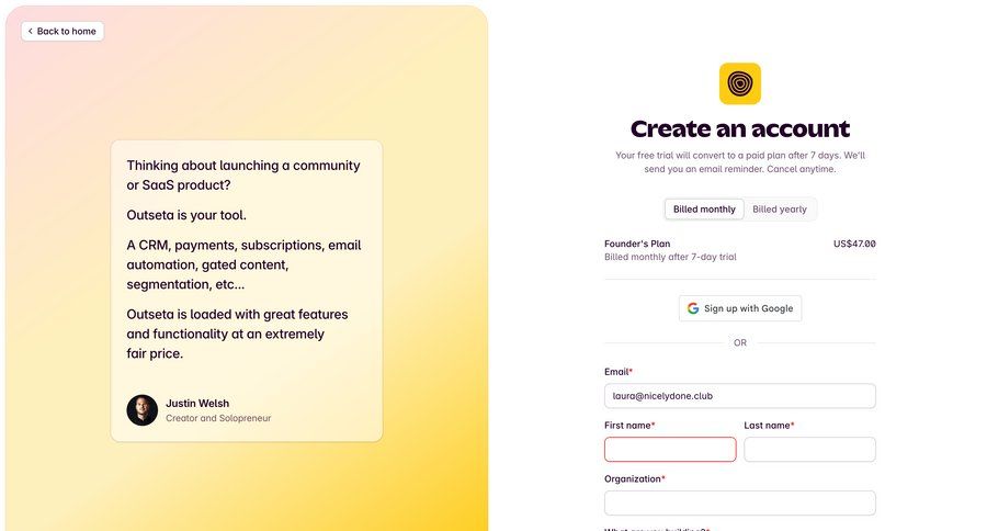 Outseta
			      ux ui design