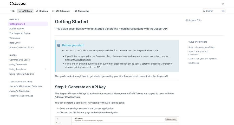 Jasper
				documentation ui page example