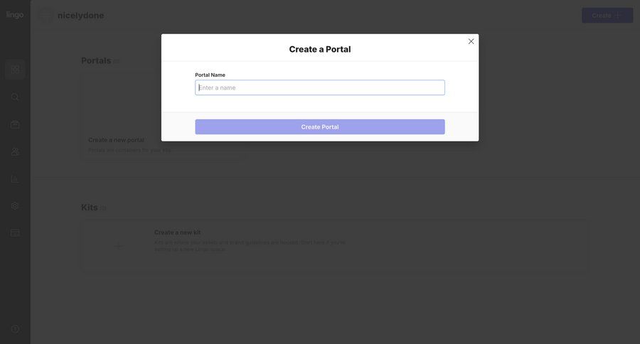 Lingo
			 modal screen collaboration dashboard account management grid onboarding form sidebar create ui page example
