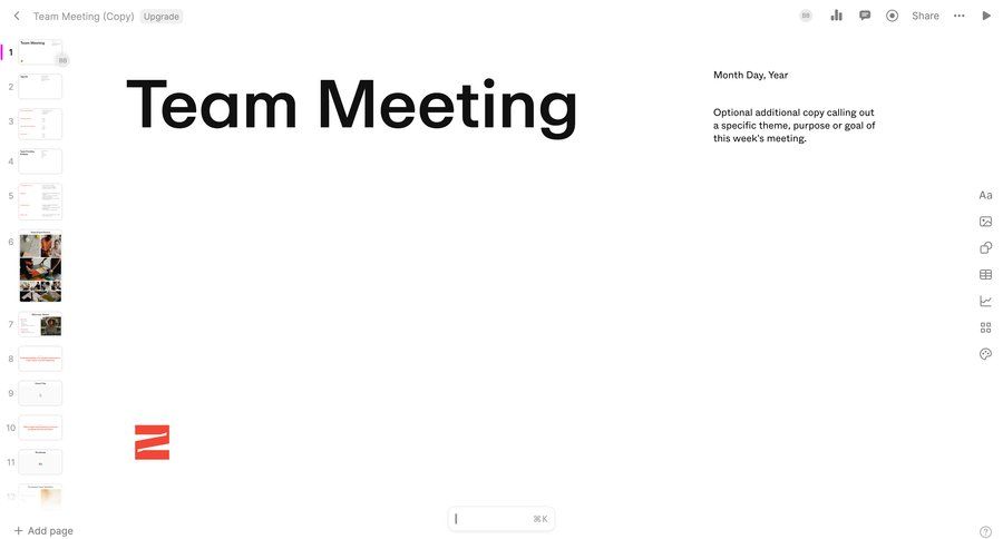 Tome
			 team collaboration sidebar navigation editor sidebar create menu interactive map meeting ui page example