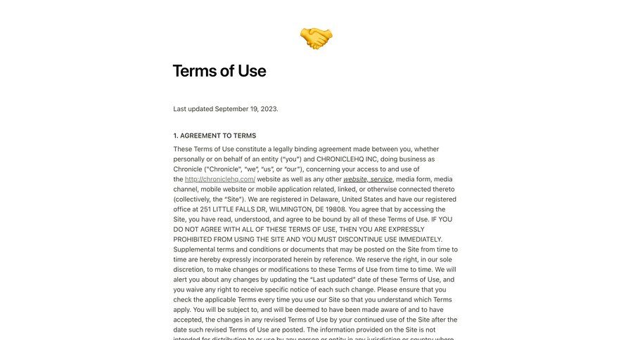 Chronicle
				terms & conditions ui page example