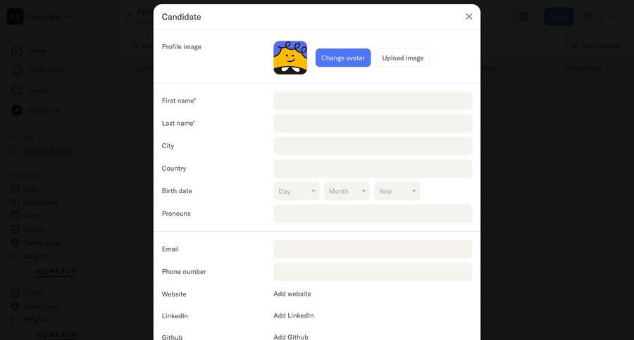 Homerun
			 form file upload upload image file upload modal create file uploader upload file avatar upload profile creation ui page example