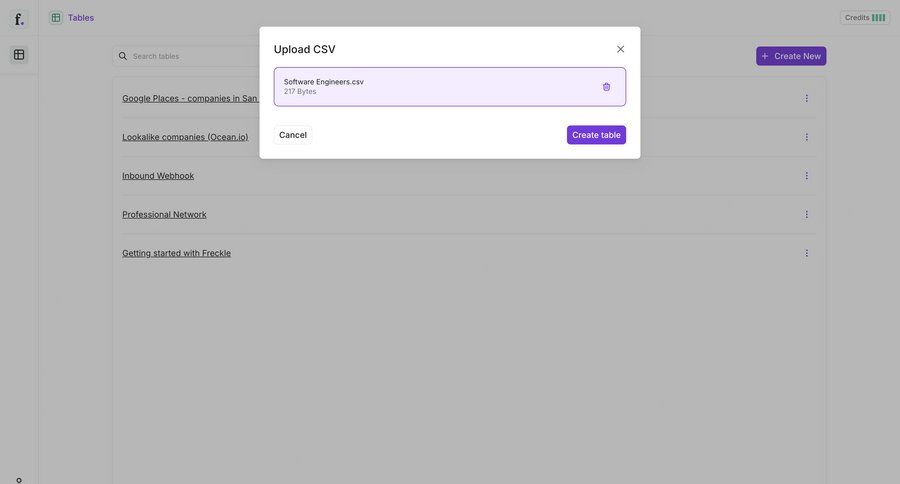 Freckle
			 data management file upload file management data analytics data import upload file table ui page example