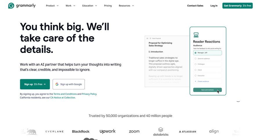 Grammarly screen example