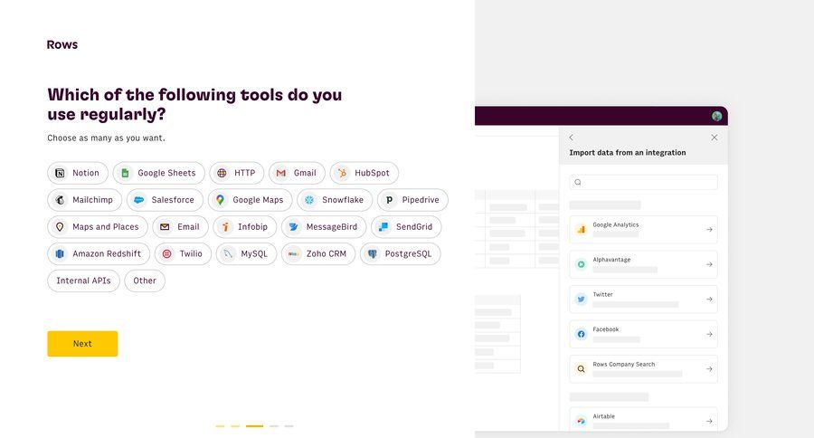 Rows
			 grid onboarding import data data import data integration ui page example