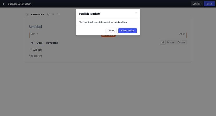Dock
			 content management confirmation cancel action ui page example