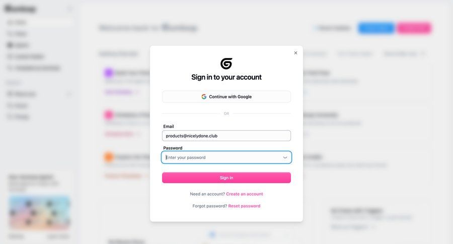 Gumloop
				signin ui page example
