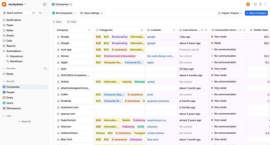 Attio
			 trial banner data grid ui page example