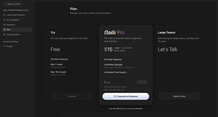 Flask
			settings plans & pricing (in app) billing settings sidebar navigation account settings subscription management sidebar modern card layout team management saas pricing ui page example