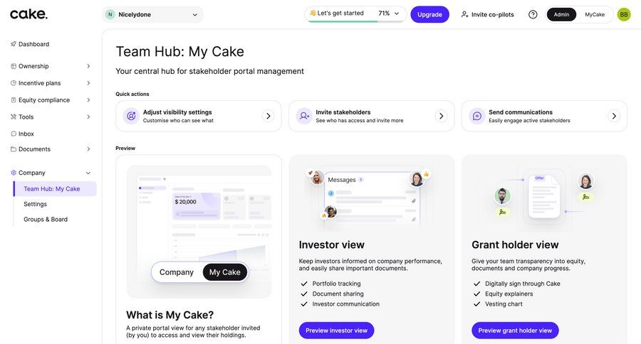Cake
			 quick actions ui page example